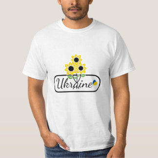 Camiseta A inscrição Ucrânia com coração e girassol
