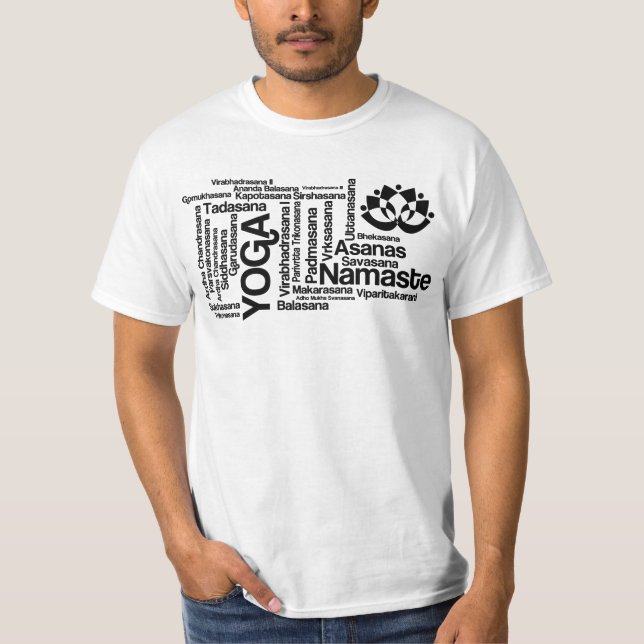Camiseta A ioga de Namaste posiciona nomes sânscritos das (Frente)