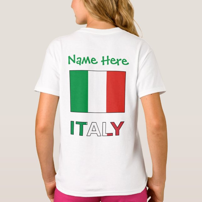 Camiseta A Itália e a Garota Italiana de Personalização Ver (Verso)