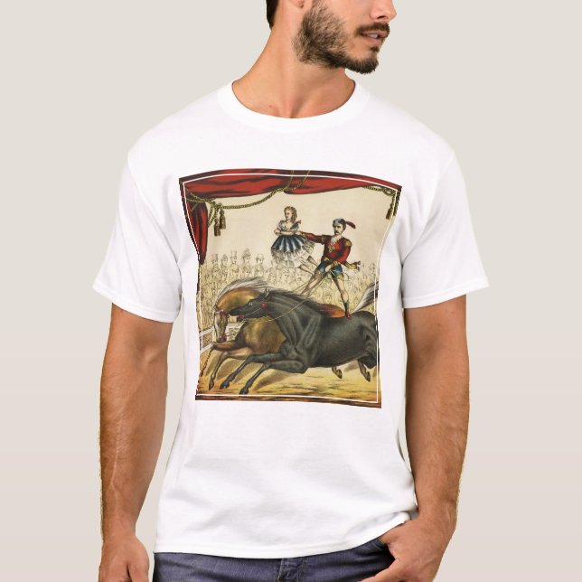 Camiseta A Lei De Dois Cavalos, Circo, Circo, Circa 1874. (Frente)