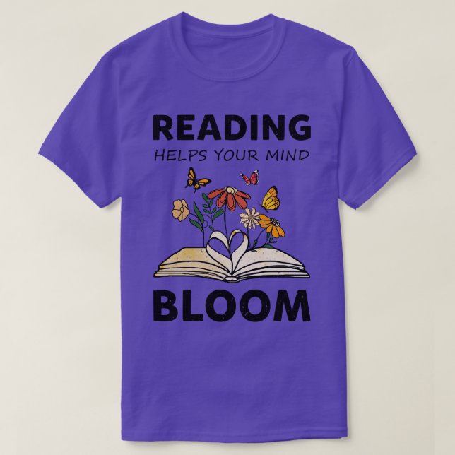 Camiseta a leitura ajuda a florescer a sua mente (Frente do Design)