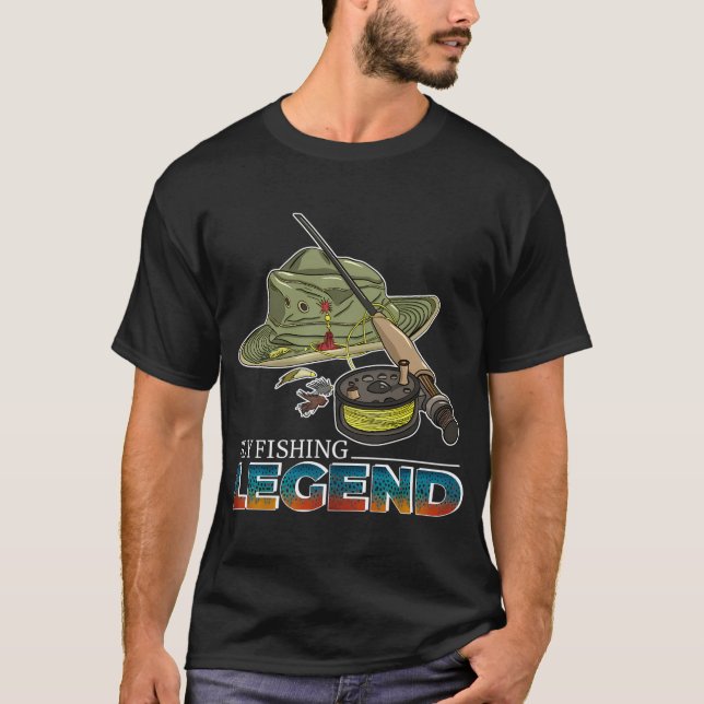 Camiseta A lenda da pesca com mosca está pegando trutas gra (Frente)