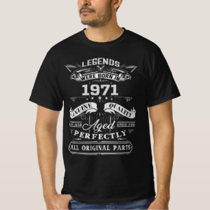 Camiseta A Lenda Vintage Foi Nascer Em 1971, 1971, Parabén