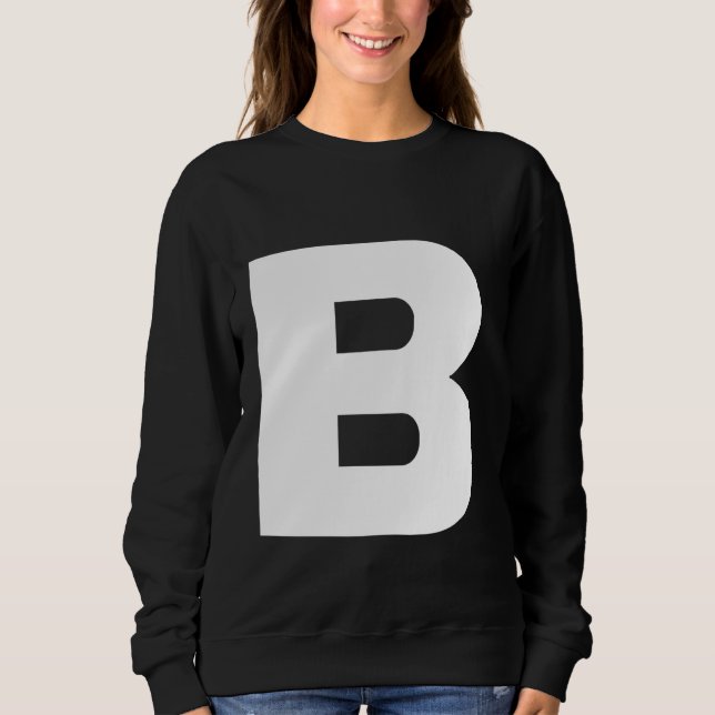 Camiseta A letra B maiúscula, branco simples, em negrito (Frente)