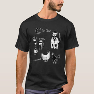 Camiseta A letra C é para frango e cardiganos de café
