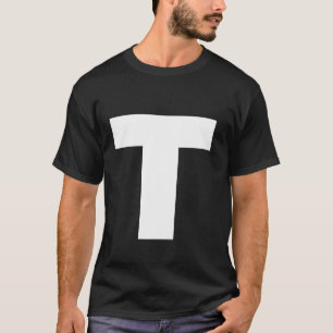 Camiseta A Letra T Maiúscula Texto Branco Simples
