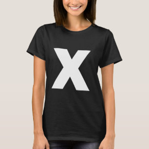 Camiseta A Letra X Maiúscula Texto Branco Simples Negrito