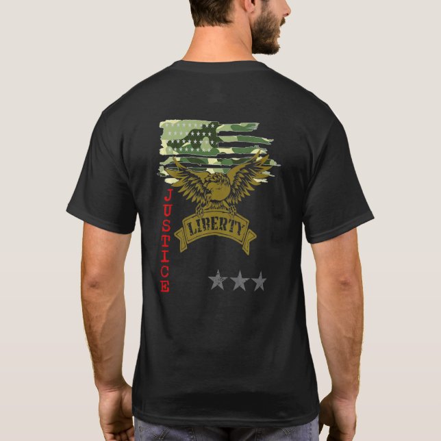 Camiseta A Liberdade da Águia Americana Patriota Justiça Pa (Verso)
