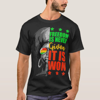 Camiseta A liberdade das mulheres nunca é dada, é vencida