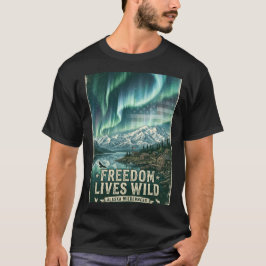 Camiseta A liberdade vive selvagem Cabine das Luzes do Nort