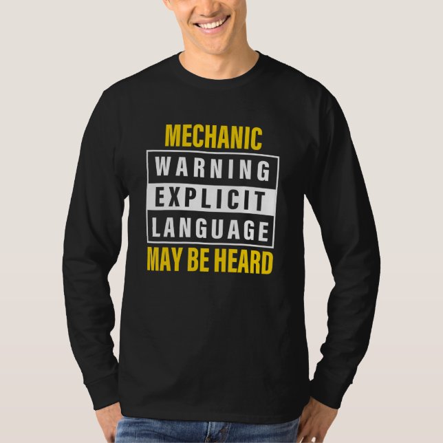 Camiseta A Língua Explícita De Aviso Mecânico Pode Ser Ouvi (Frente)