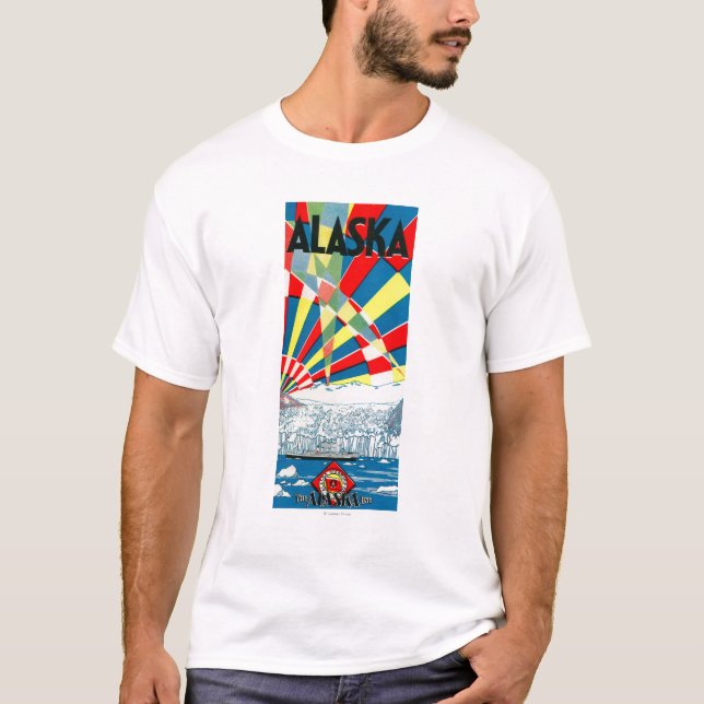 Camiseta A linha poster de Alaska do navio a vapor (Frente)
