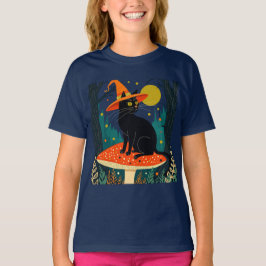 Camiseta A Little Black Witchy Cat Sitting On A Toadstool