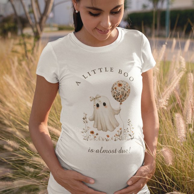 Camiseta A Little Boo is Almost Due! Boho Ghost Baby Shower (Criador carregado)