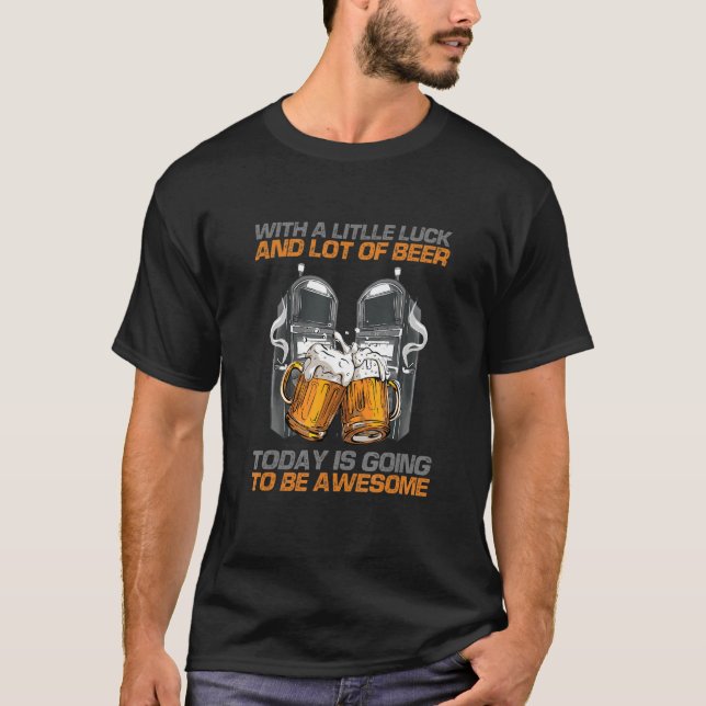 Camiseta A Little Luck And Lot Of Beer Funny Casino Slot Ma (Frente)