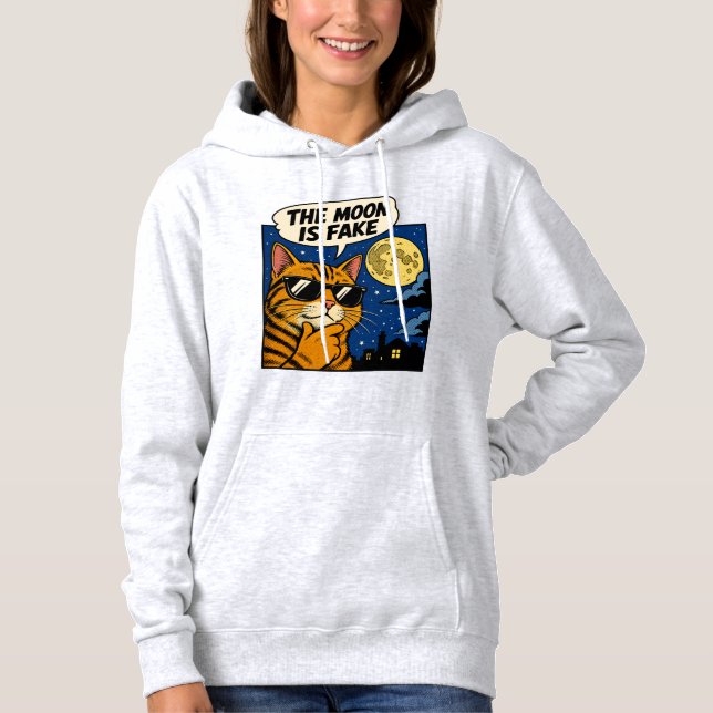 Camiseta A Lua é Falsa - Gato Conspiração (Frente)