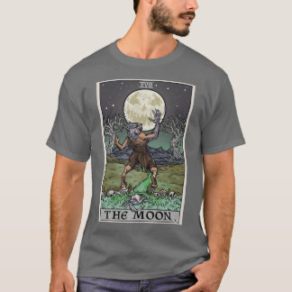 Camiseta A Lua Tarot Card Gothic Halloween Werewolf Spoo