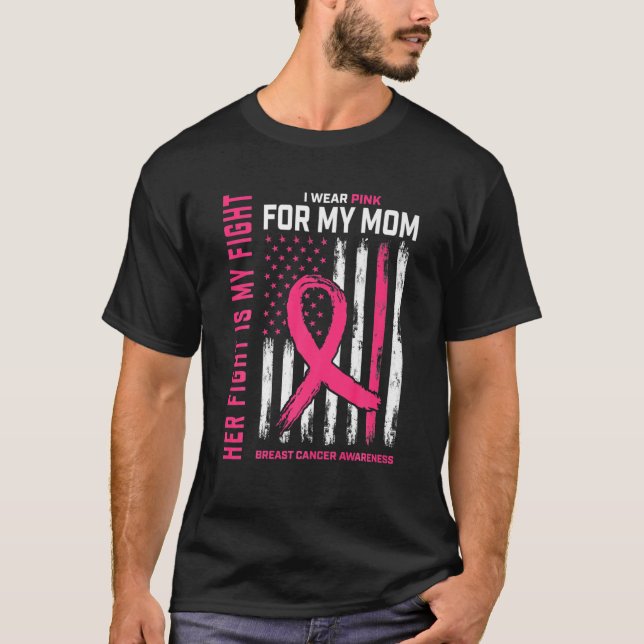Camiseta A Luta Dela É A Minha Luta Eu Visto Rosa Para Mamã (Frente)