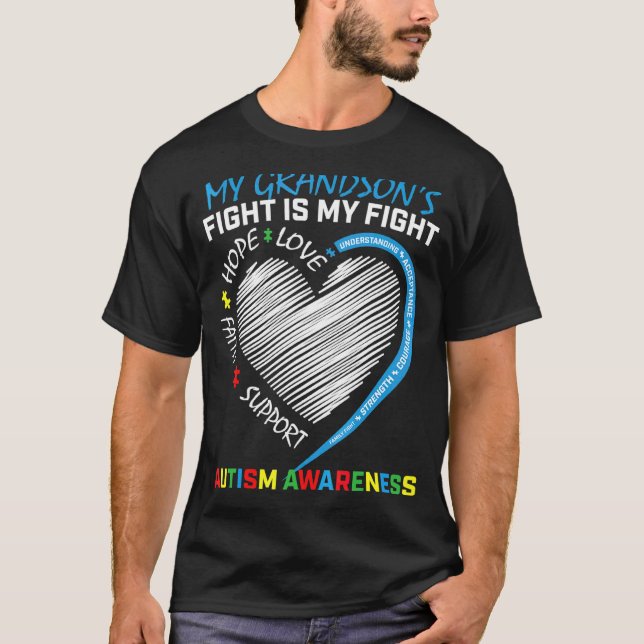 Camiseta A Luta do Meu Neto Azul Quebra-Cabeça de Conscient (Frente)