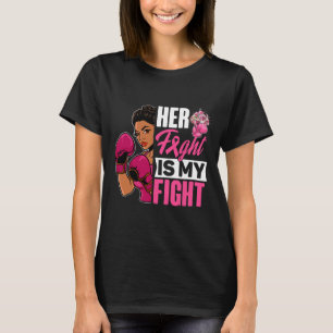 Camiseta A Luta É A Minha Luta Com O Cancer Da Mama Boxando