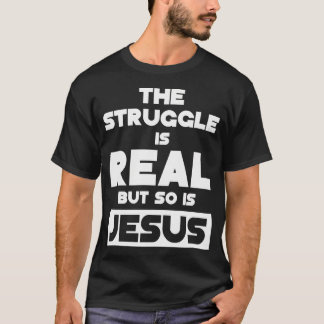Camiseta A Luta É Real, Mas Jesus, Christian Gif