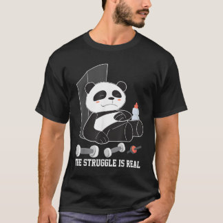 Camiseta A Luta É Real Panda Preguiçoso Panda