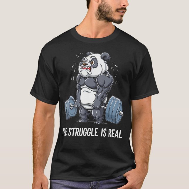Camiseta A Luta É Uma Malhação De Giro De Força De Panda (Frente)