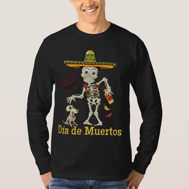 Camiseta A luva longa dos homens de DIÂMETRO DE MUERTOS (Frente)
