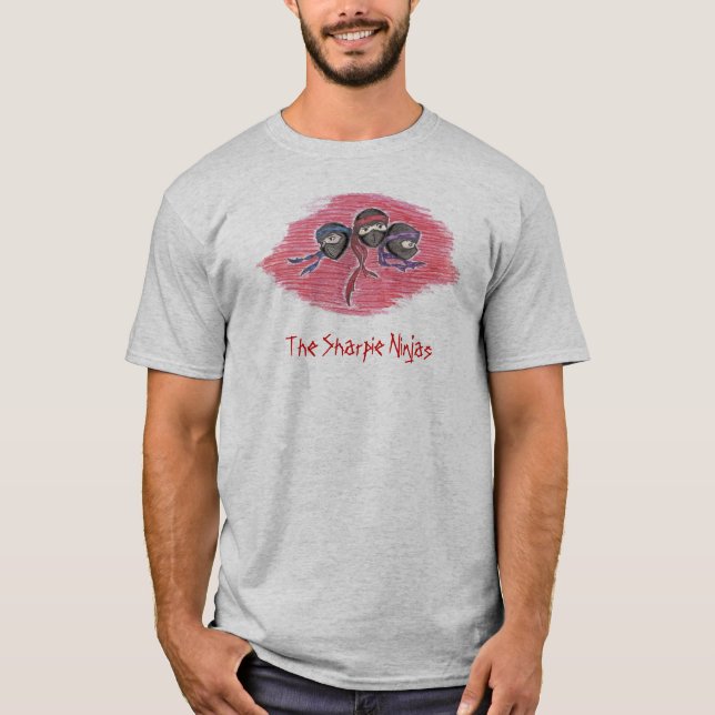 Camiseta A luva longa mergulhada Ninjas do Sharpie (Frente)