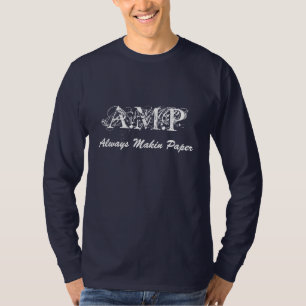 Camiseta A.M.P, sempre azul longo de papel da luva de Makin