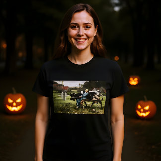 Camiseta A Maçã De Leite E A Pintura De Halloween Fantasma