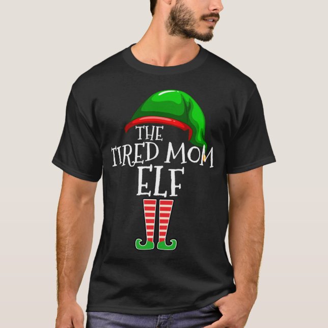 Camiseta A Mãe Cansada A Família Elf Correspondendo Ao Pres (Frente)