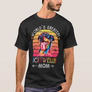 Camiseta A Mãe Mais Rottweiler Do Mundo Colorida Pela Lua