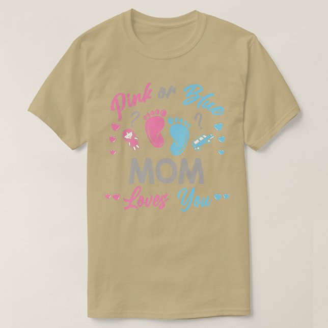 Camiseta A Mãe Rosa Ou Azul Adora A Sua Revelação De Gênero (Frente do Design)
