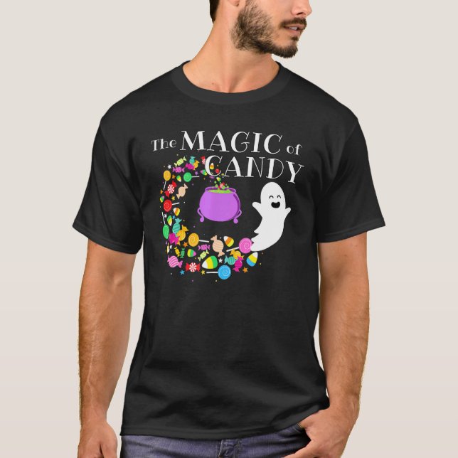 Camiseta A Magia Do Doce Feliz Voando Ghost Halloween Co (Frente)