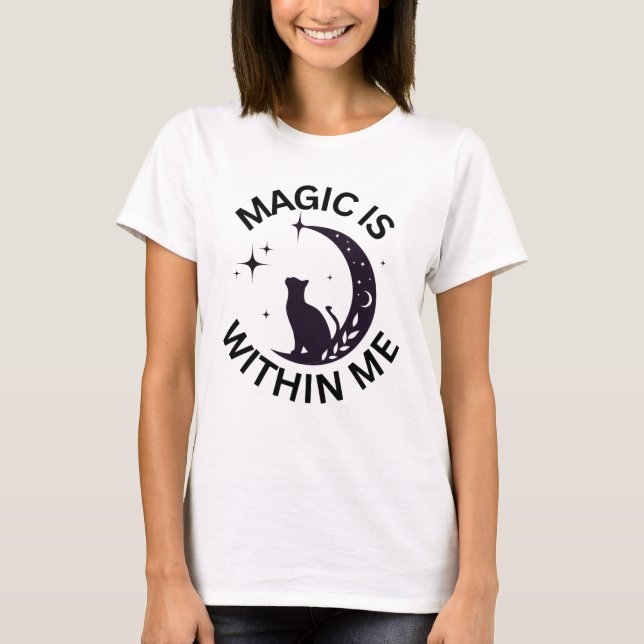 Camiseta A Magia Está Dentro de Mim Gato + Lua (Frente)