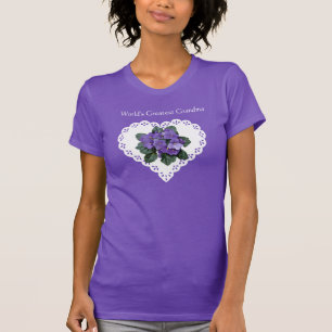 Camiseta A maior vovó africana violeta e doily do mundo
