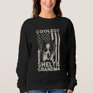 Camiseta A mais legal Sheltie Avó Vintage American Flag Fun