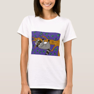 Camiseta A mão desenhou um guaxinim balístico numa noite 