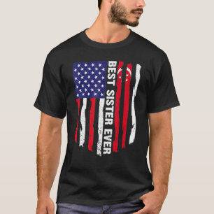 Camiseta A Melhor Irmã Já Vez Da Bandeira Americana E Singa