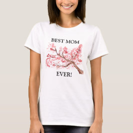 Camiseta A melhor mãe de cereja rosa floresce aqueca