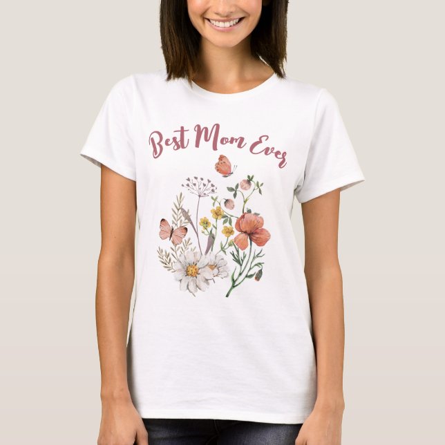 Camiseta A Melhor Mãe De Flor De Flor Botânica (Frente)
