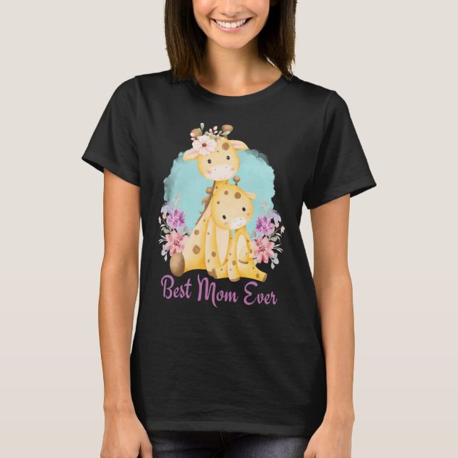 Camiseta A melhor mãe, mãe linda, querida, girafa e mãe (Frente)