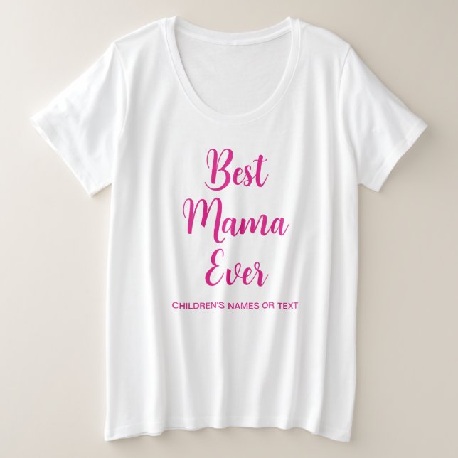 Camiseta A Melhor Mama De Modelo De Script Rosa Personaliza (Frente do Design)
