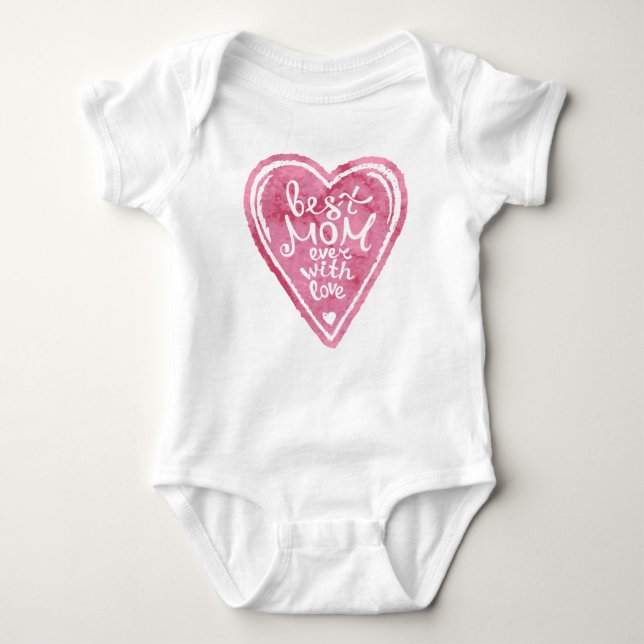 Camiseta A melhor mamã nunca com amor - Bodysuit do bebê (Frente)