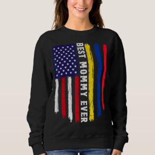 Camiseta A melhor Mamãe da bandeira americana e colombiana