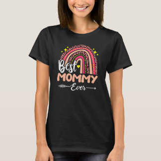 Camiseta A melhor Mamãe de sempre do leopardo Rainbow Feliz