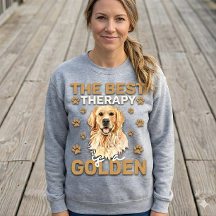 Camiseta A Melhor Terapia é um Amante de Cachorro Dourado