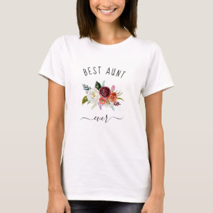 Camiseta A melhor tia Nunca   Borgonha na moda Boho floral