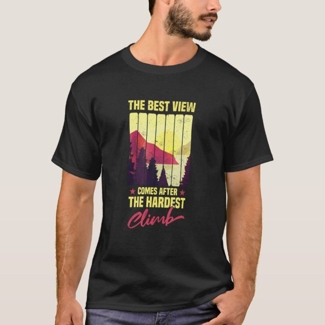 Camiseta A melhor vista vem depois da montanha escalada mai (Frente)